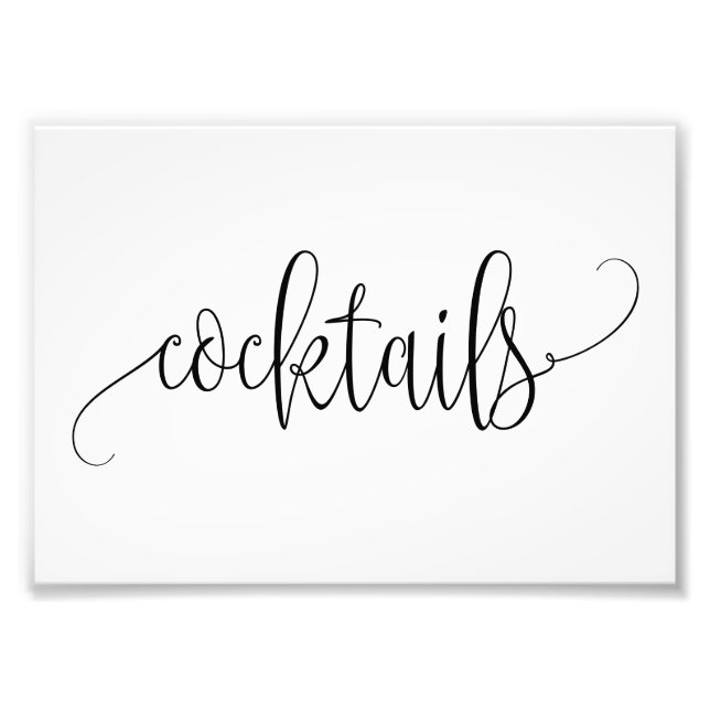 CocktailSign Välj din Storleka eleganta Calligrafi Fototryck (Framsidan)