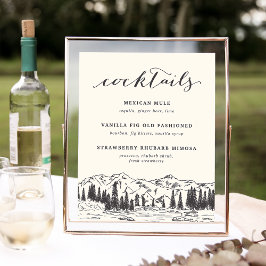 Cocktailsvans-tecken för bergskiss Bröllop Poster