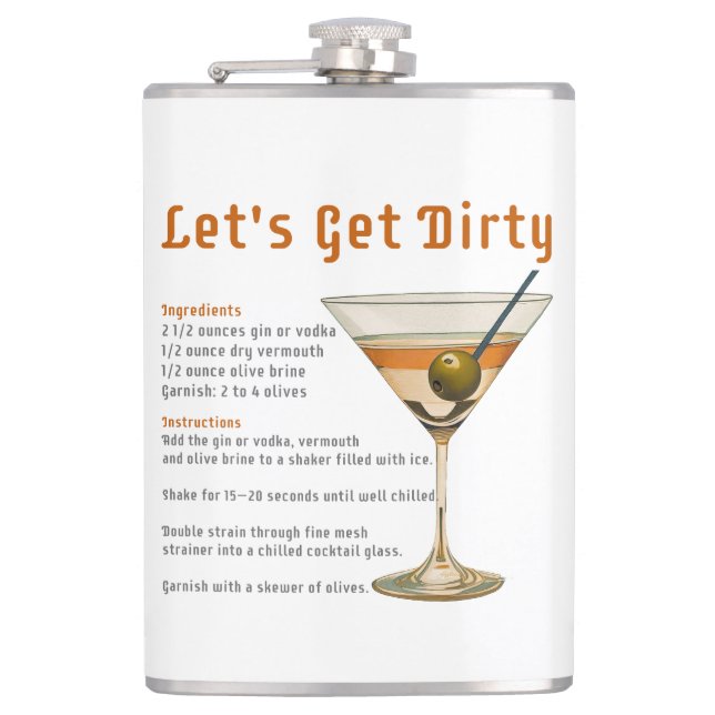 Cocktailtimme Låt oss bli smutsiga Martini Recept Fickplunta (Framsidan)