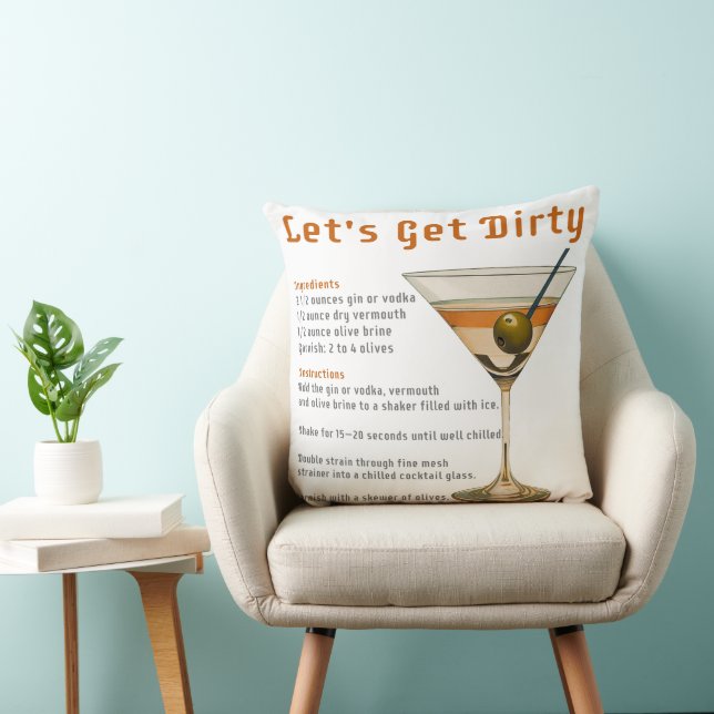 Cocktailtimme Låt oss bli smutsiga Martini Recept Kudde (Stol)