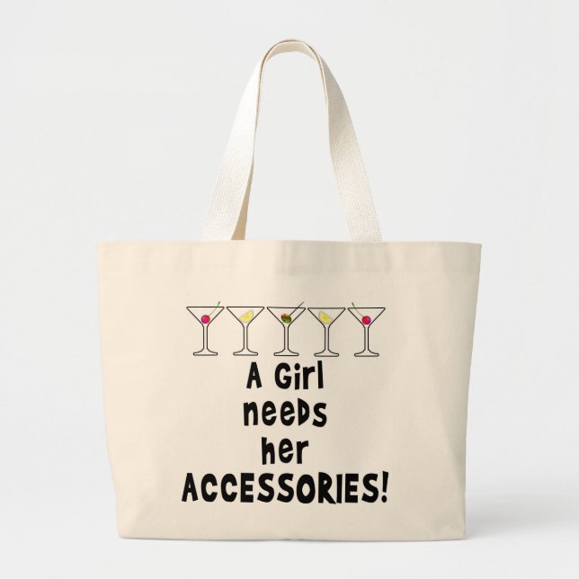 Cocktailväskor, tjejen behöver sina accessoarer jumbo tygkasse (Framsidan)