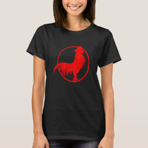 Cocky Red Tupp Zodiak Chicken Silhouette T Shirt