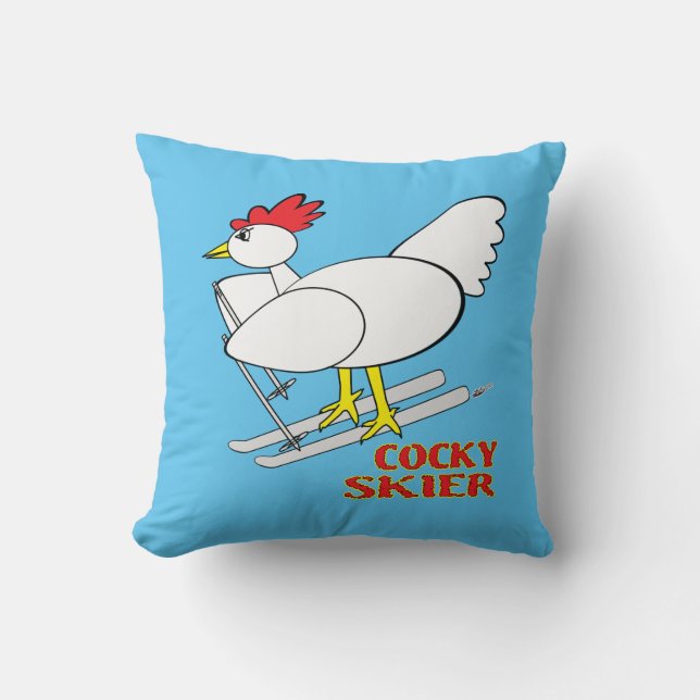 Cocky Skier Kudde (Framsida)