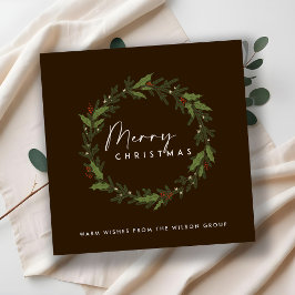 COCO BROWN CORPORATE HOLLY BERRY WREATH CHRISTMAS JULKORT