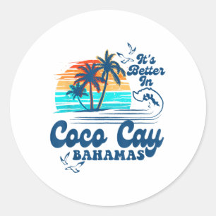 Coco Cay Bahamas Beach Summer Vacation Vintage 80 Runt Klistermärke