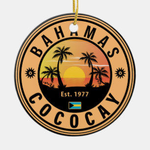 Coco Cay Bahamas Retro Sunset Souvenirs 60-tal Julgransprydnad Keramik