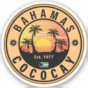 Coco Cay Bahamas Retro Sunset Souvenirs 60-tal Klistermärken