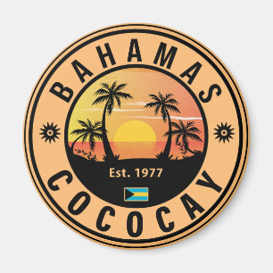 Coco Cay Bahamas Retro Sunset Souvenirs 60-tal Magnet