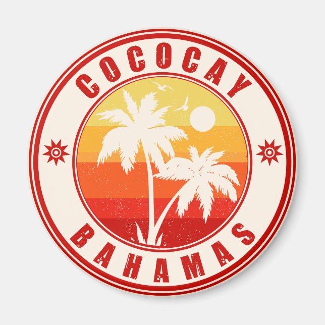 Coco Cay Bahamas Retro Sunset Souvenirs 60-tal Magnet (Framsidan)