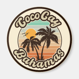 Coco Cay Bahamas Retro Sunset Souvenirs 60-tal Magnet