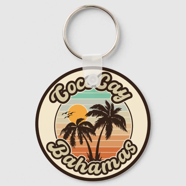 Coco Cay Bahamas Retro Sunset Souvenirs 60-tal Nyckelring (Framsida)