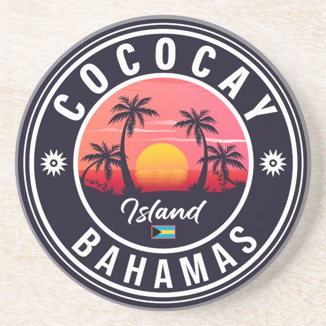 Coco Cay Bahamas Retro Sunset Souvenirs 60-tal Underlägg (Framsidan)