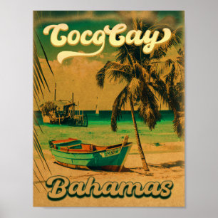 Coco Cay Island Bahamas Vintage Souvenirs 80-tal Poster