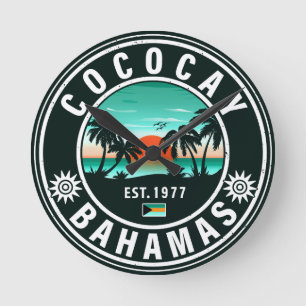 Coco Cay Island Bahamas Vintage Souvenirs 80-tal Rund Klocka