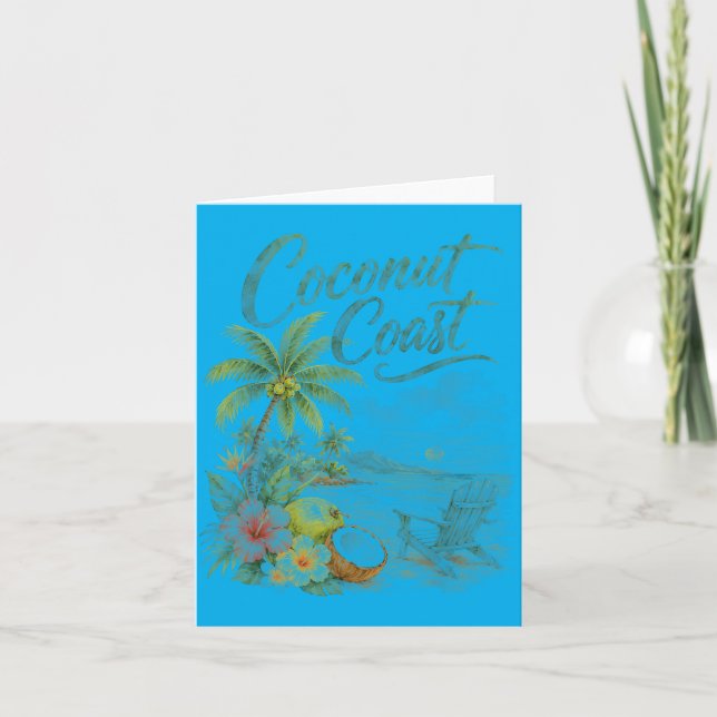 Coco Coast Tropisk Strandstol Vattenfärg Kort (Framsida)