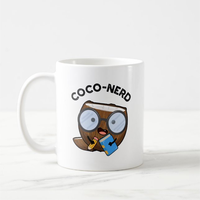 Coco-nerd Funny Fruit Coconut Pun Kaffemugg (Vänster)