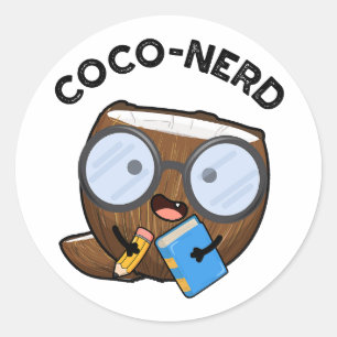 Coco-nerd Funny Fruit Coconut Pun Runt Klistermärke