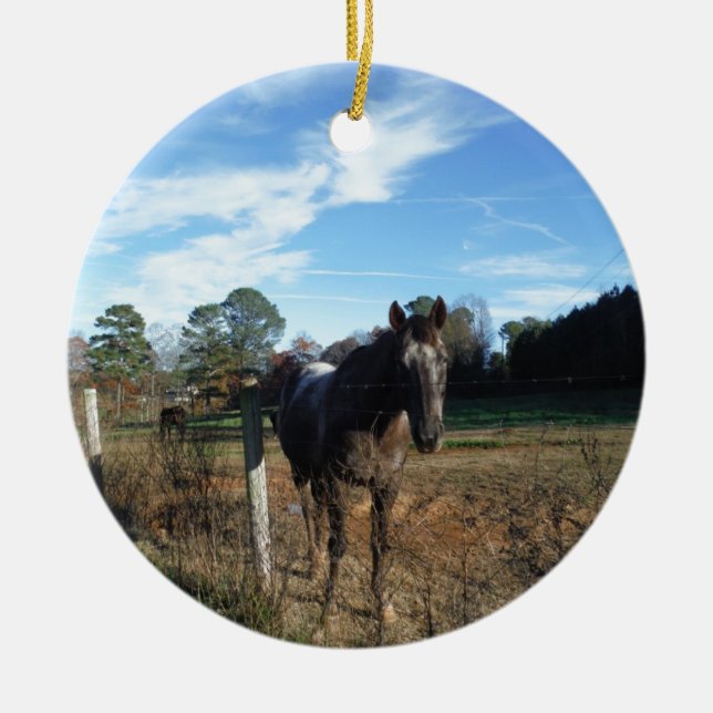 Coco och Cream-bruna hästar Julgransprydnad Keramik (Framsidan)
