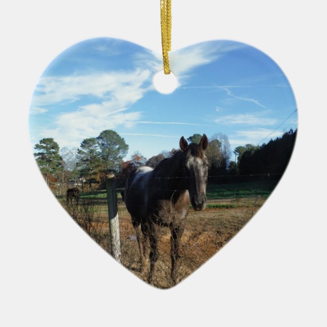 Coco och Cream-bruna hästar Julgransprydnad Keramik (Framsidan)