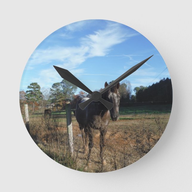 Coco och Cream-bruna hästar Rund Klocka (Framsida)