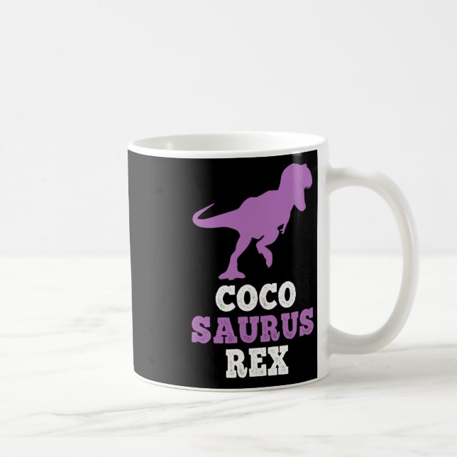 Coco-saurus Rex Dino Dinosaur Cocosaurus Funny  Kaffemugg (Höger)