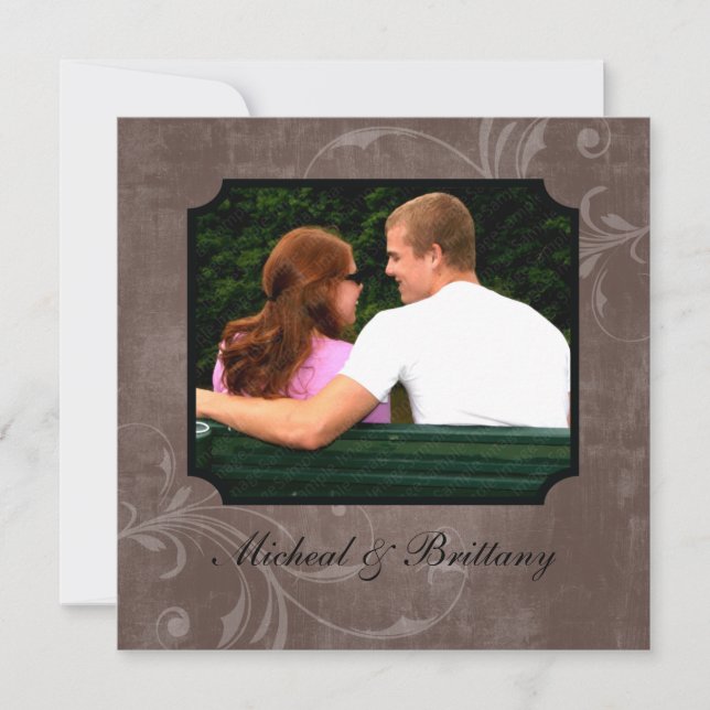 Cocoa Accent Bröllops Förlovnings Annonsering Meddelande (Framsida)