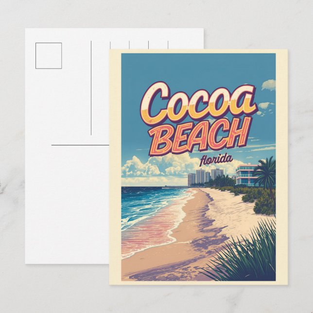 Cocoa Beach City Florida kustlinje presenter vykor Vykort (Fram/baksida)