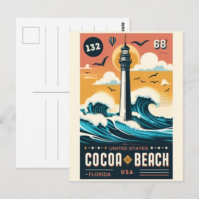 Cocoa Beach City Florida kustlinje presenter Vykort (Fram/baksida)