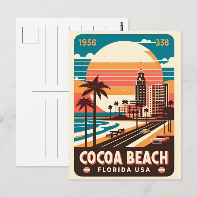 Cocoa Beach City Florida kustlinje presenter Vykort (Fram/baksida)