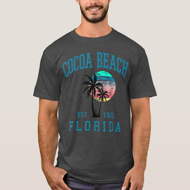 Cocoa Beach Florida Beach Retro Sunset Handflatan  T Shirt (Framsida)