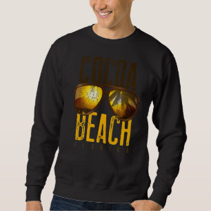 Cocoa Beach Florida Handflatan Träd Retro Souvenir Lång Ärmad Tröja