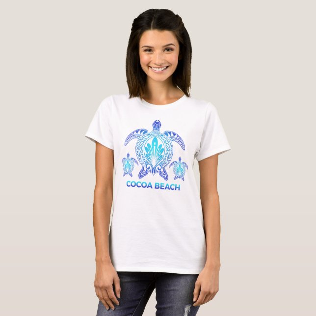 Cocoa Beach Florida Ocean Blue Sea Turtle Souvenir T Shirt (Hel framsida)