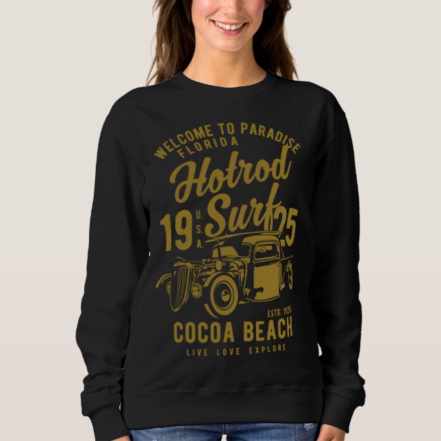 Cocoa Beach Florida Retro Hotrod Surf  1 T Shirt (Framsida)