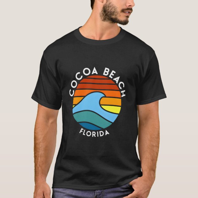 Cocoa Beach Florida Retro Wave T Shirt (Framsida)