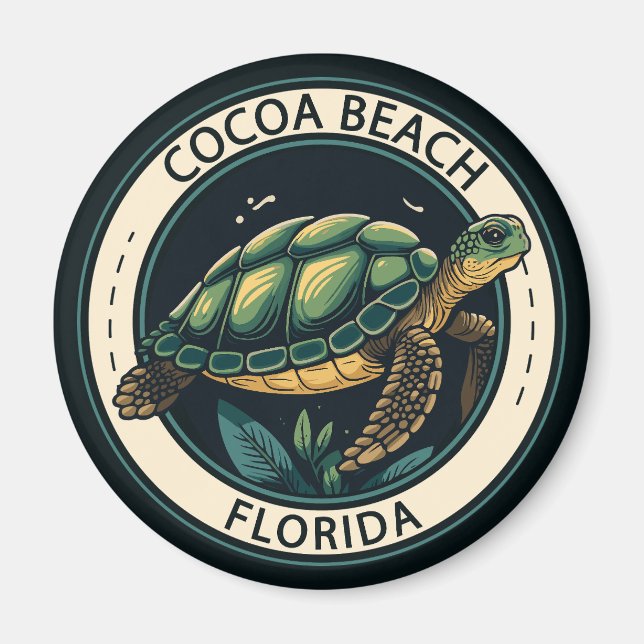 Cocoa Beach Florida Turtle Badge Magnet (Framsidan)