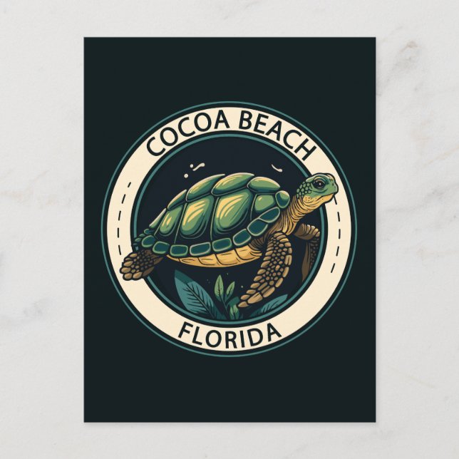 Cocoa Beach Florida Turtle Badge Vykort (Framsida)