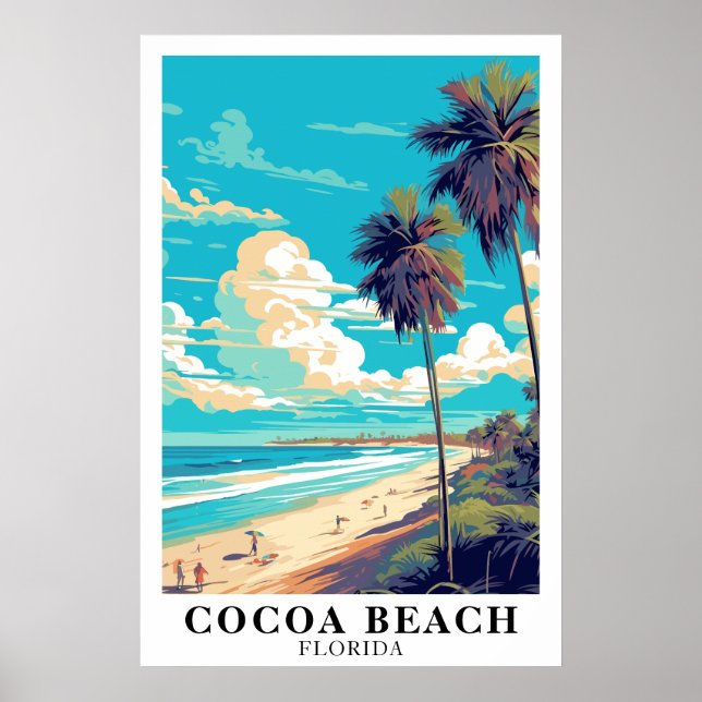 Cocoa Beach Florida Vintage Travel Art Poster (Framsidan)