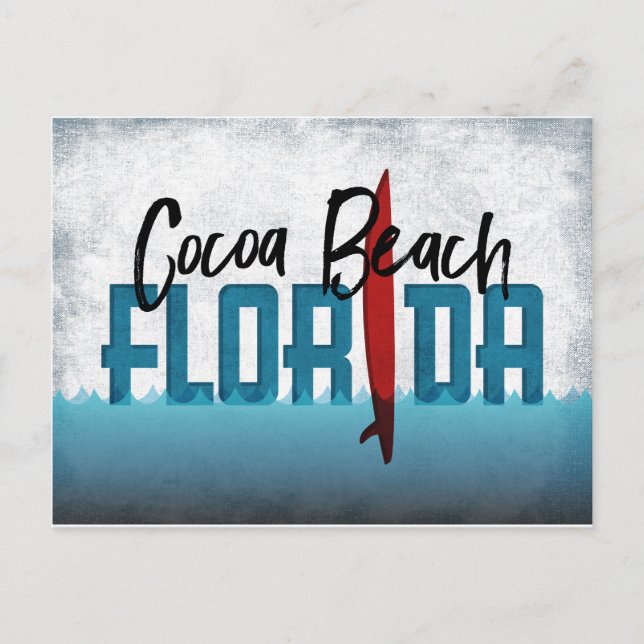 Cocoa Beach Postcard Florida Surfboard Vykort (Framsida)