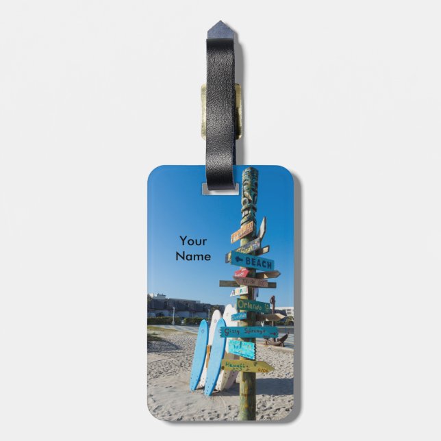 Cocoa Beach Tiki Totem Bagagebricka (Baksidan Lodrät)