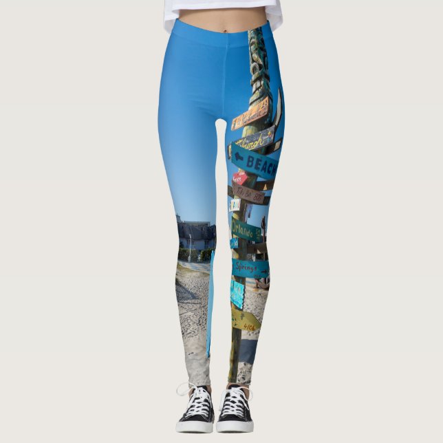 Cocoa Beach Tiki Totem Leggings (Framsida)