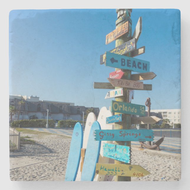 Cocoa Beach Tiki Totem Underlägg Sten (Framsidan)