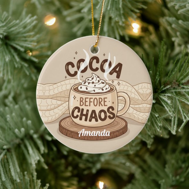 Cocoa Before Chaos Funny Christmas Ornament Gift (Träd)