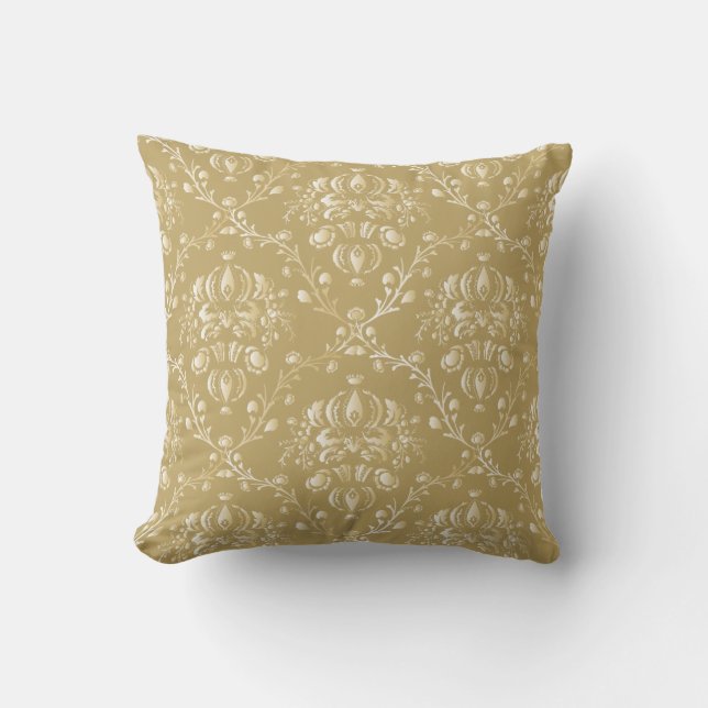 Cocoa Brown Damask Kudde (Framsida)