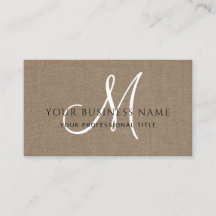 Cocoa Brown Linen Simple Minimal Monogram