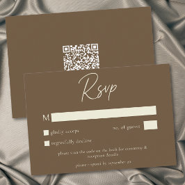 Cocoa Brown Minimalist Fall Wedding QR Code OSA Kort