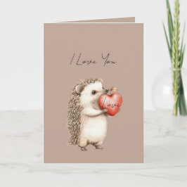Cocoa Cream Brown Hedgehog Heart Love Kort
