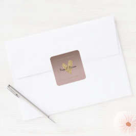 Cocoa Cream Brown Ombre Guld Glitter Heart Fyrkantigt Klistermärke
