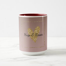 Cocoa Cream Brown Ombre Guld Glitter Heart Mugg
