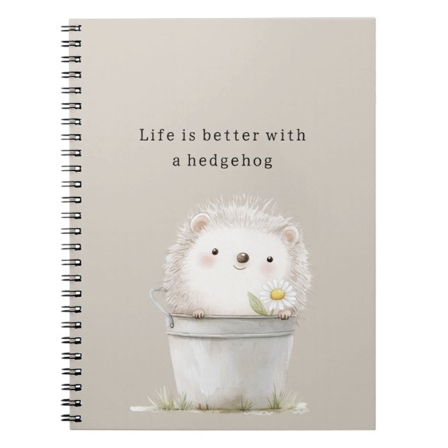 Cocoa Cream Hedgehog Daisy Flower Bucket   Anteckningsbok (Framsidan)