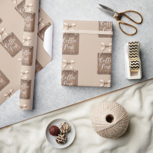 Cocoa Cream Kaffé Första Bögen Presentpapper (Hantverk)